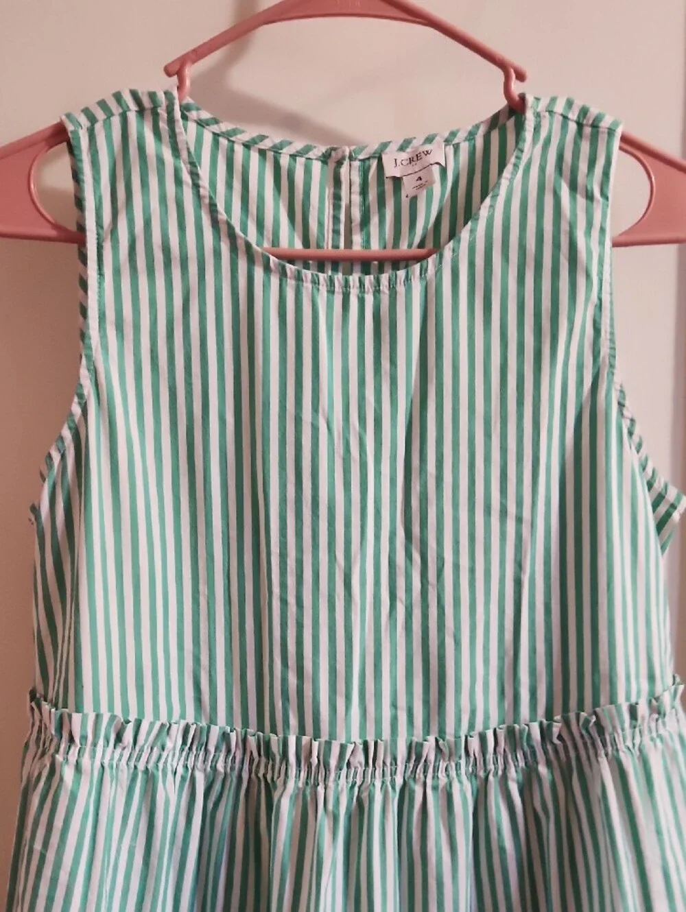 J.Crew Green and White Vertical Stripe Top